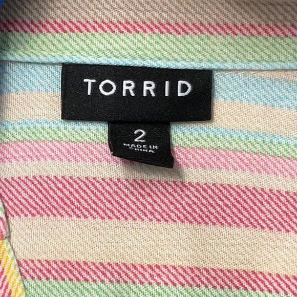 Torrid Rainbow Lizzie Button Up Long Sleeve Shirt Plus Size 2X Rocker Stripe - Picture 6 of 9